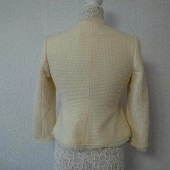 EUC Banana Republic Blazer Sz 8 Ivory Cream Wool Textured Tulle Jacket 2 - Picture 7 of 8